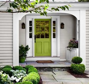 Green front door Exterior paint