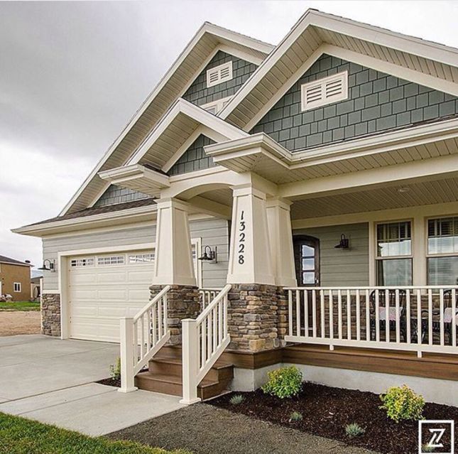 Green with Cream trim home exterior paint