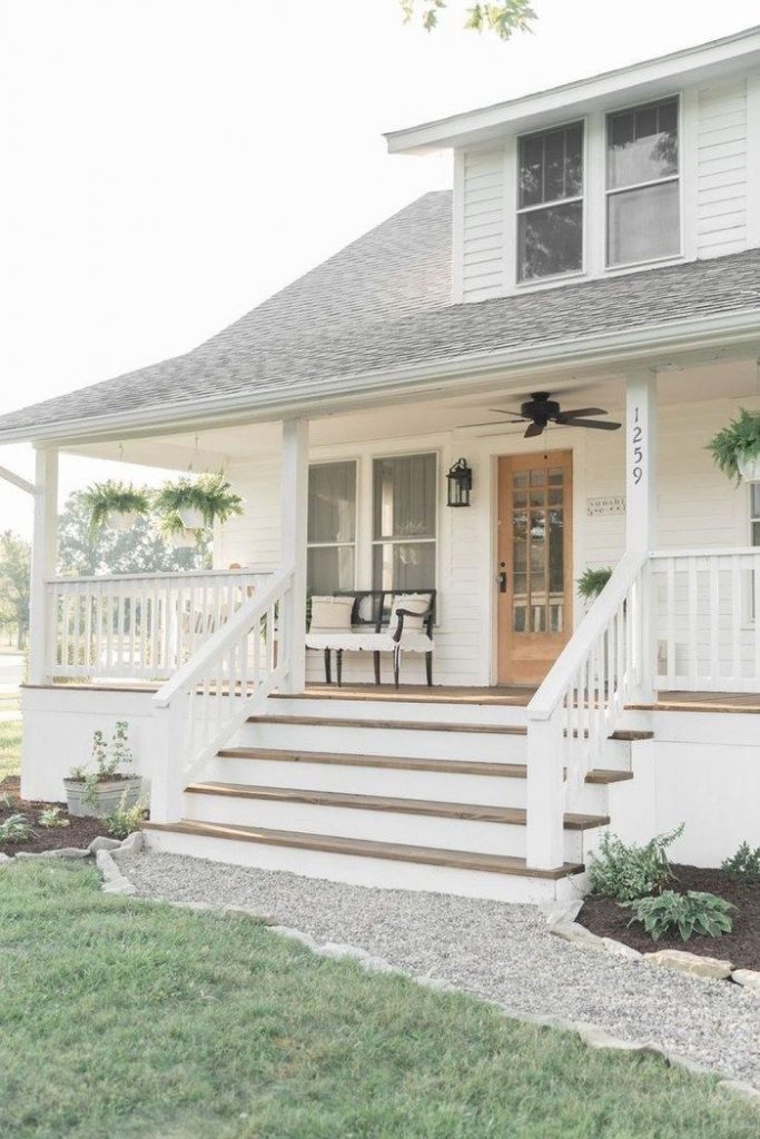 White exterior & trim wood stained door